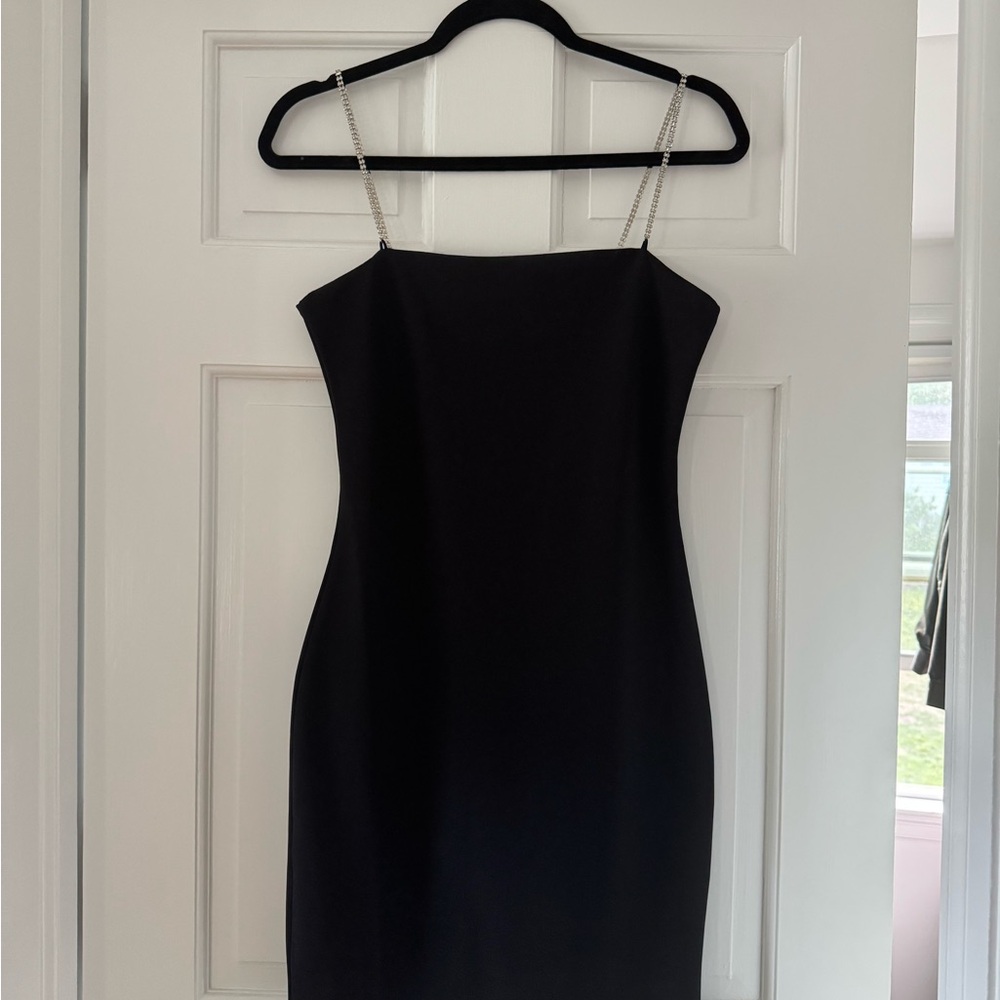 H&M Black Strapless Dress with Chain Straps